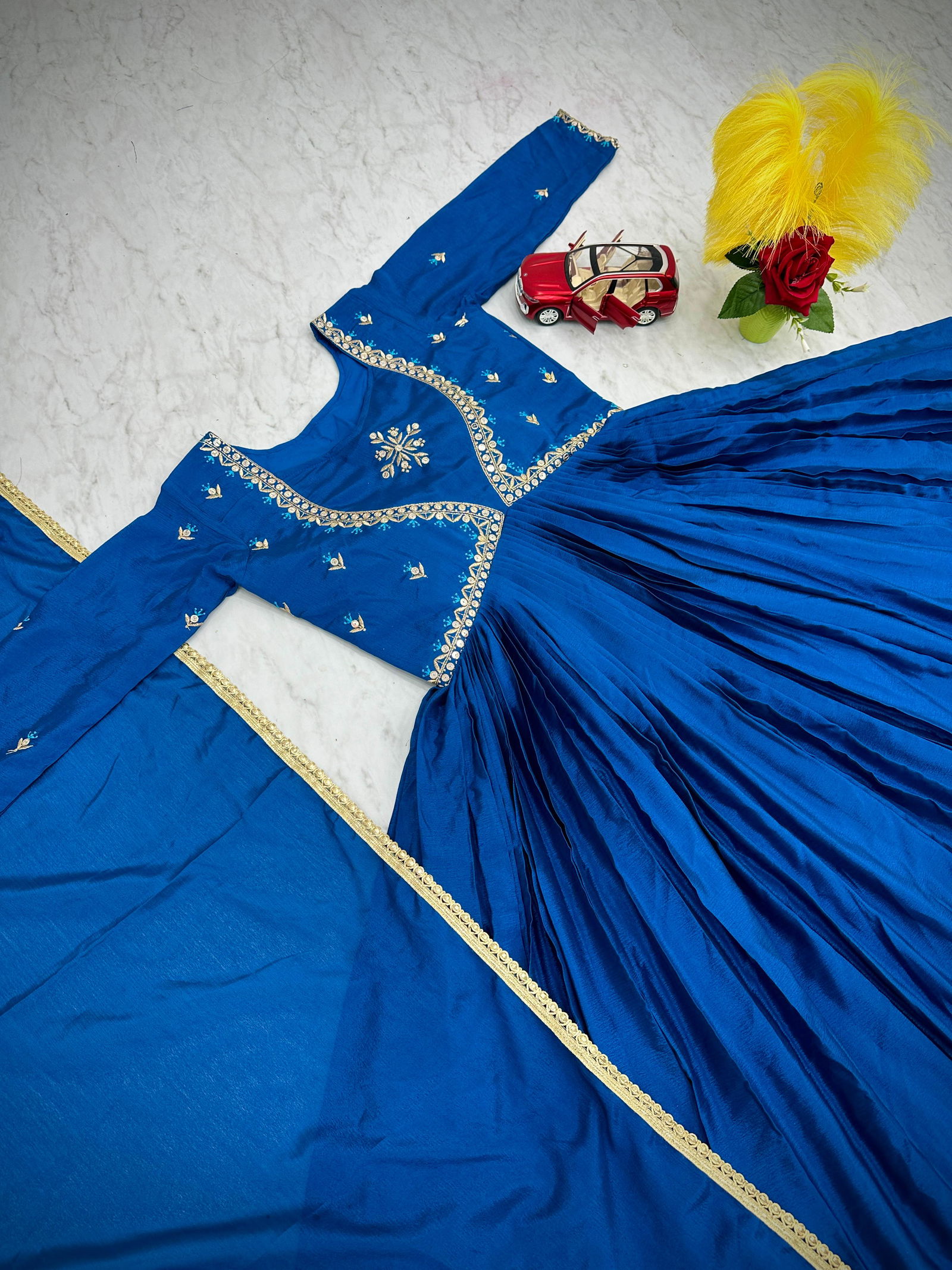 PC 406 Chinon Embroidery Designer Gown Wholesale Shop In Surat
